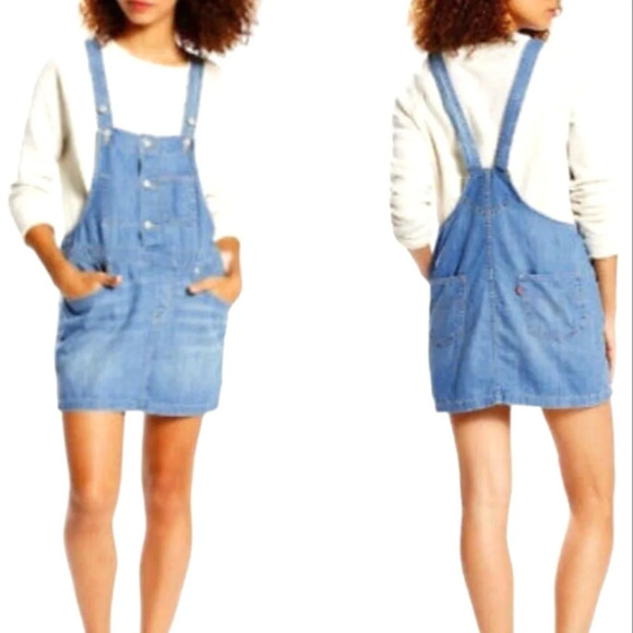 Levi Strauss Norah Denim Skirtall Overalls Size Small Lyst Wash - Picture 1 of 9